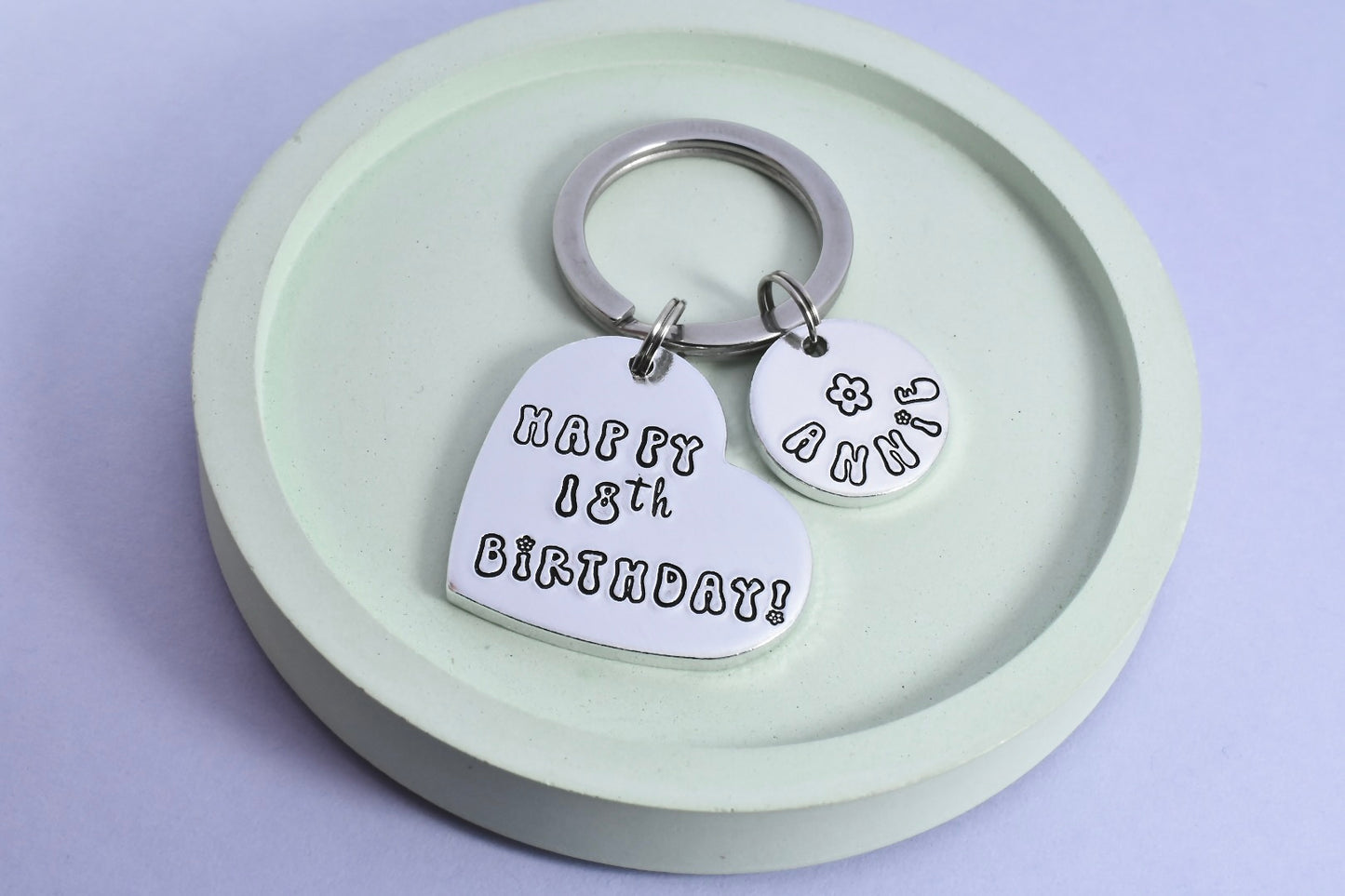 Personalised Birthday Flower Power Keyring • Happy 18th Birthday • Birthday Gift • 21st • 60th • Any Age