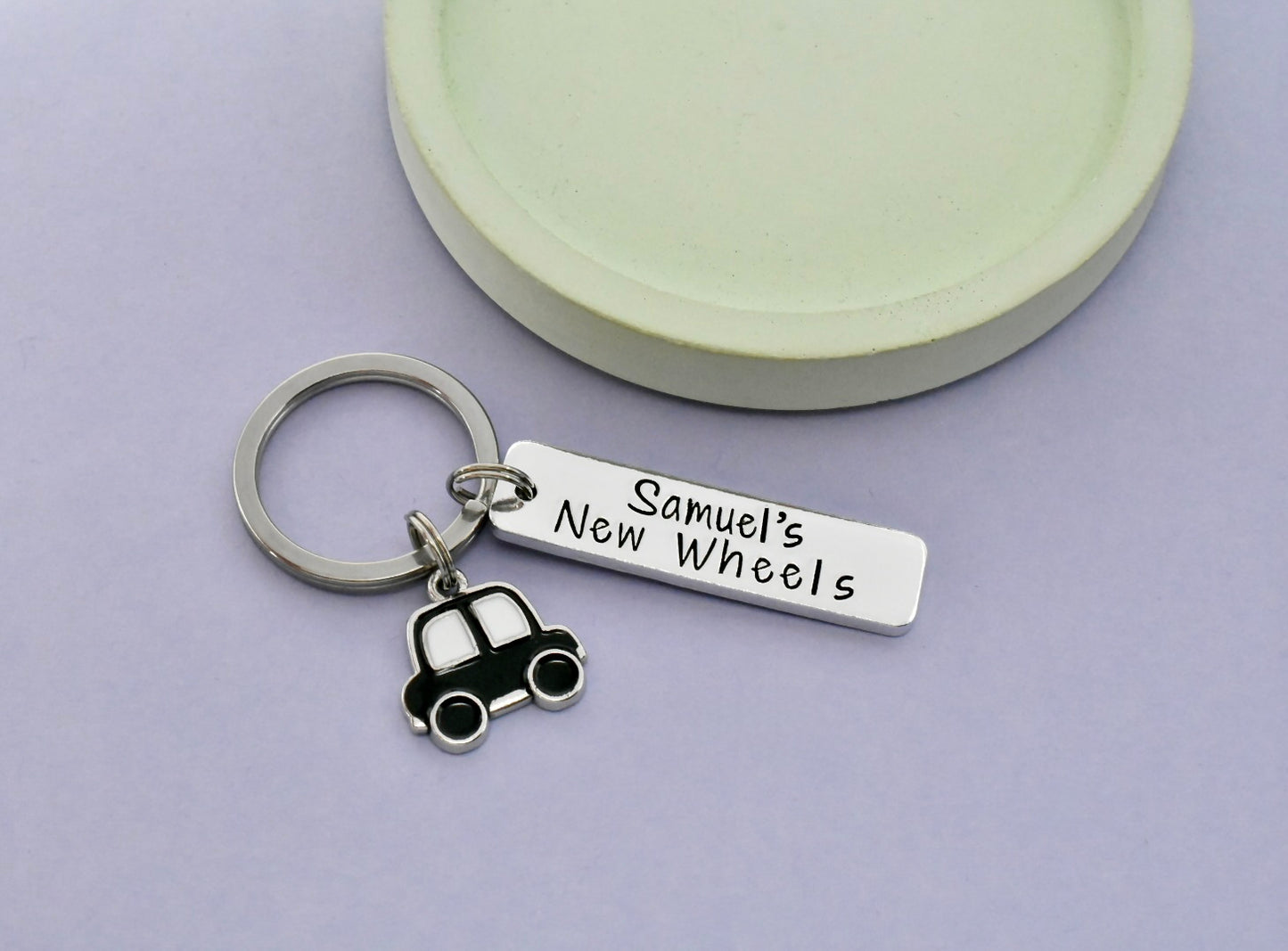 Personalised New Wheels Keyring