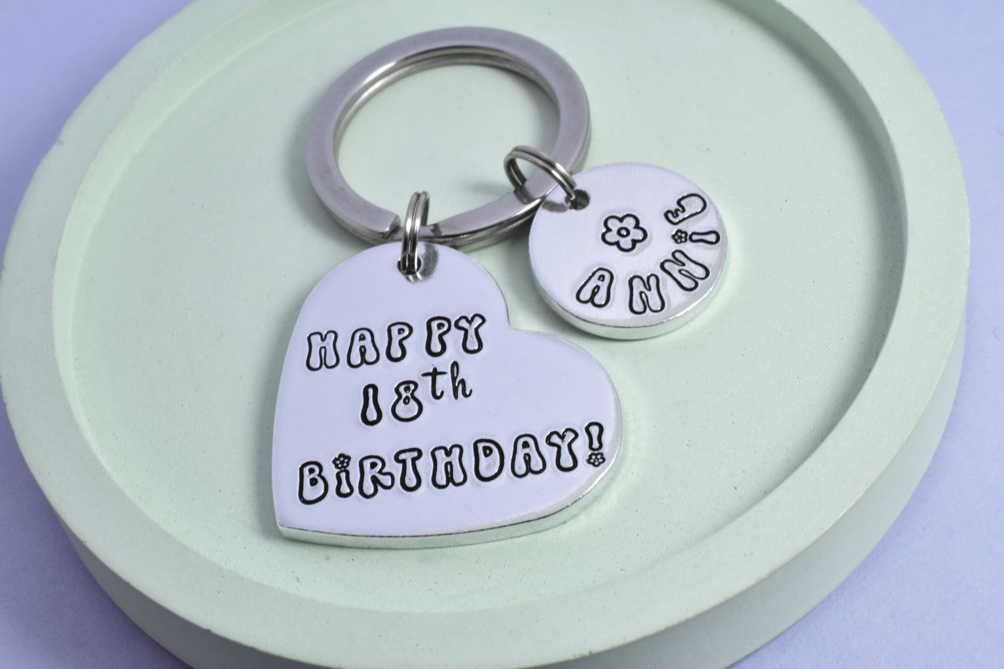 Personalised Birthday Flower Power Keyring • Happy 18th Birthday • Birthday Gift • 21st • 60th • Any Age
