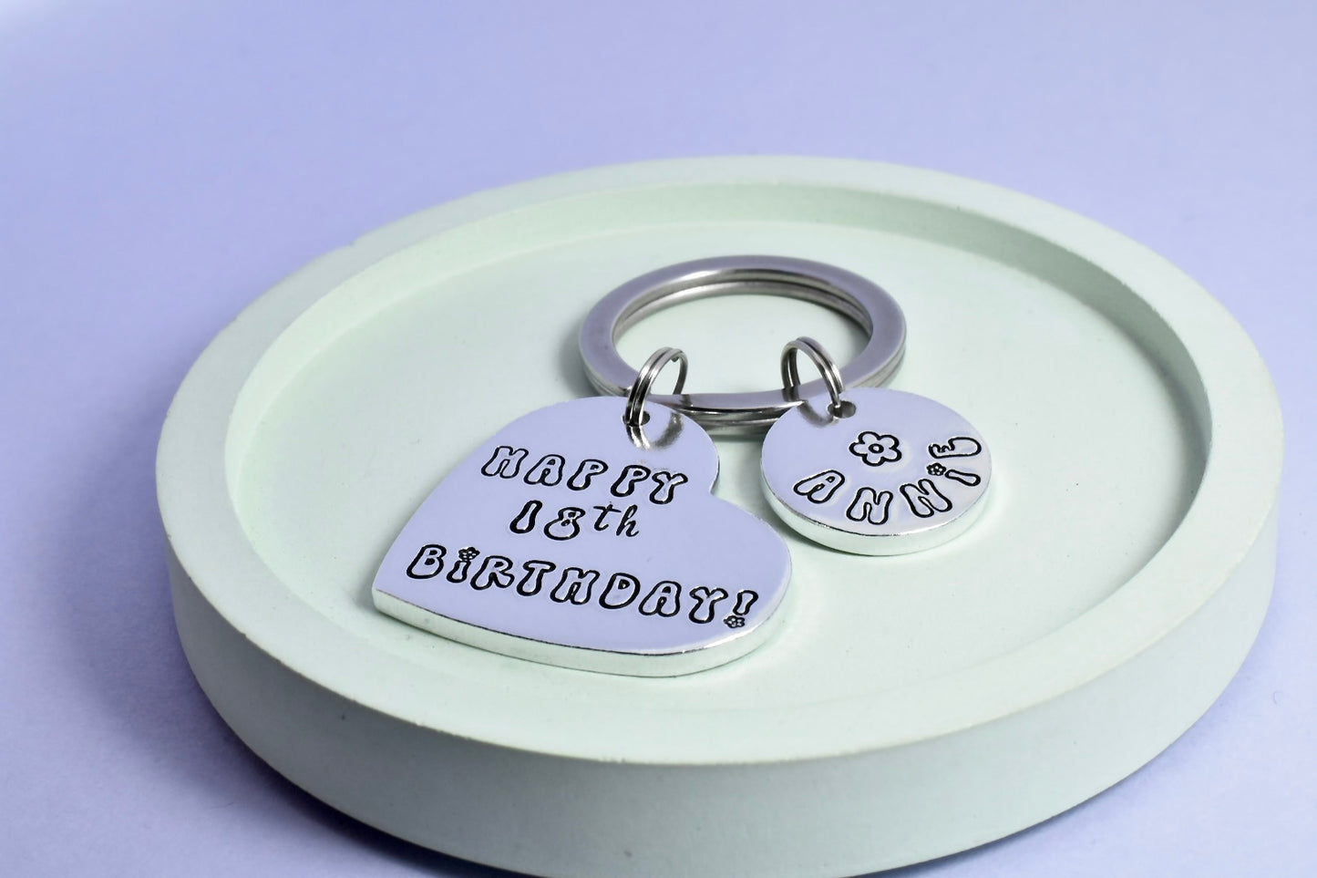 Personalised Birthday Flower Power Keyring • Happy 18th Birthday • Birthday Gift • 21st • 60th • Any Age