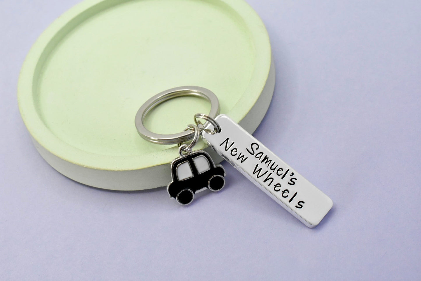 Personalised New Wheels Keyring