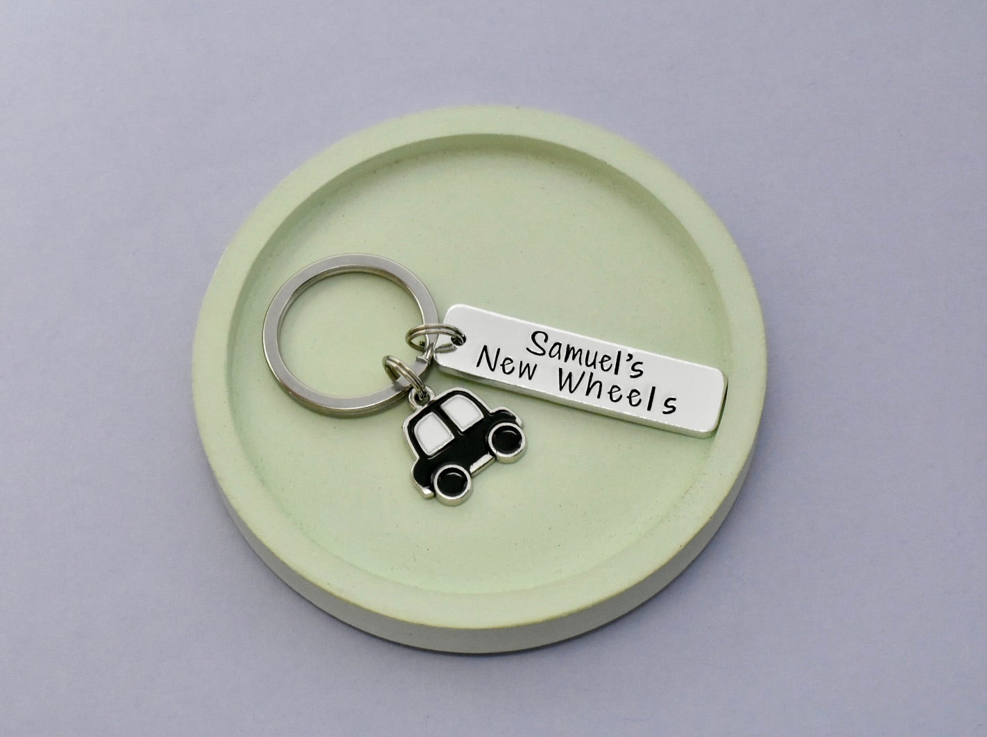 Personalised New Wheels Keyring