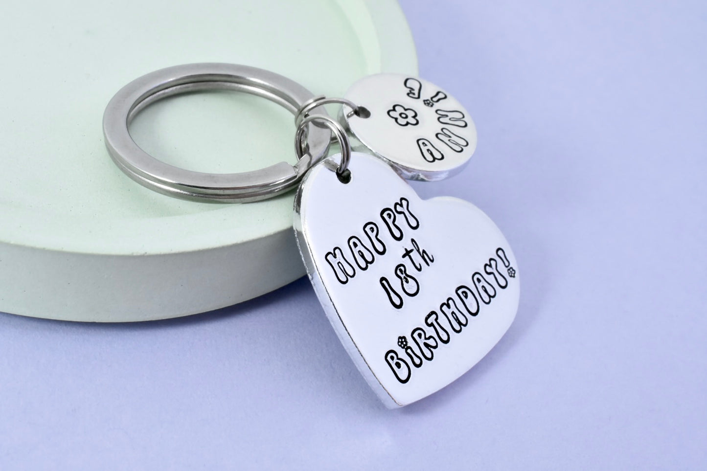 Personalised Birthday Flower Power Keyring • Happy 18th Birthday • Birthday Gift • 21st • 60th • Any Age