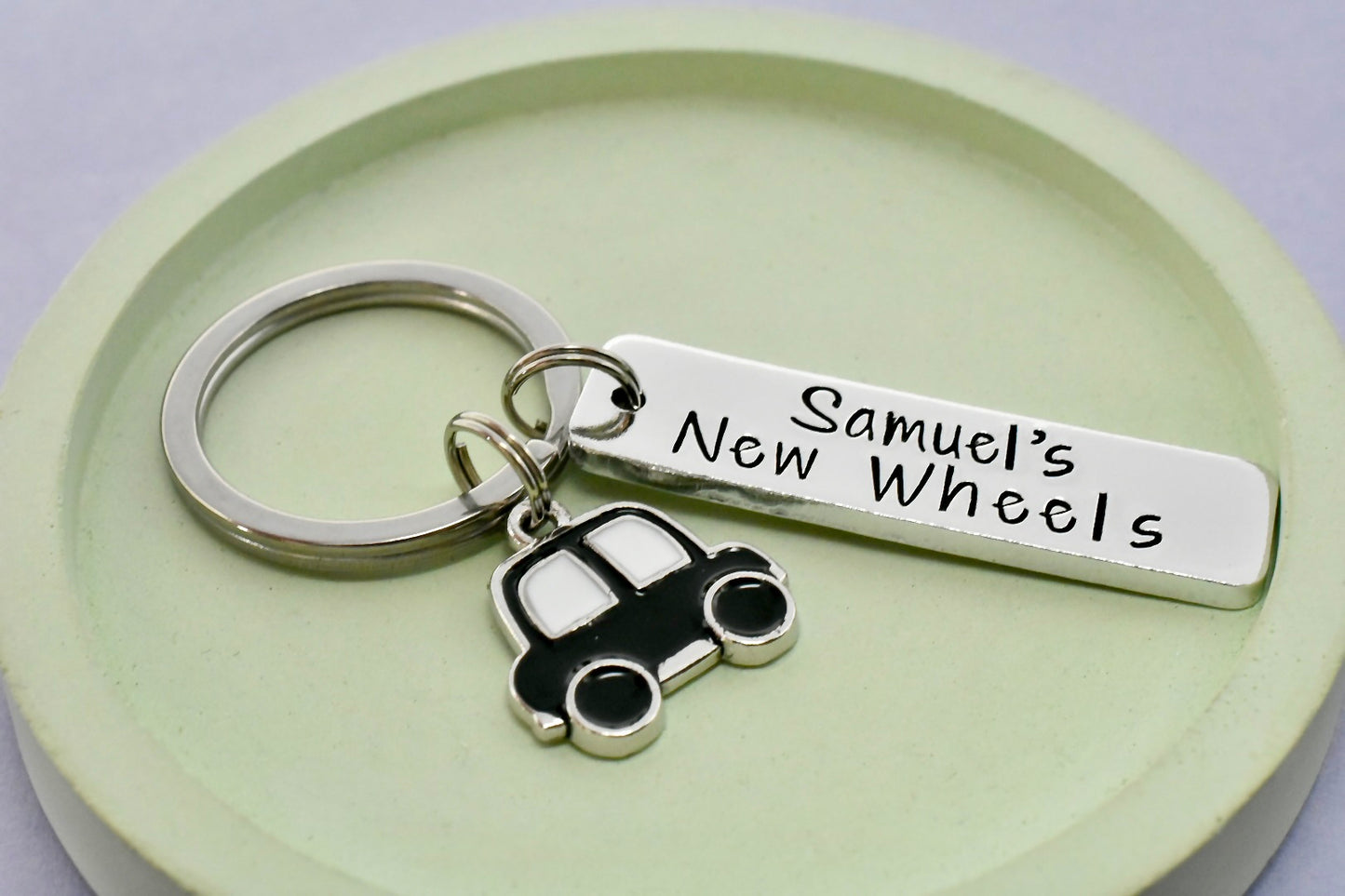 Personalised New Wheels Keyring