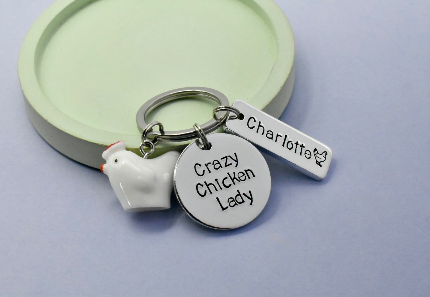 Personalised Crazy Chicken Lady/Man Keyring