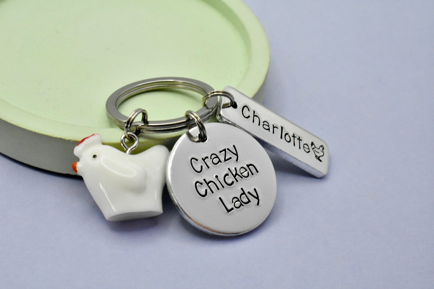 Personalised Crazy Chicken Lady/Man Keyring
