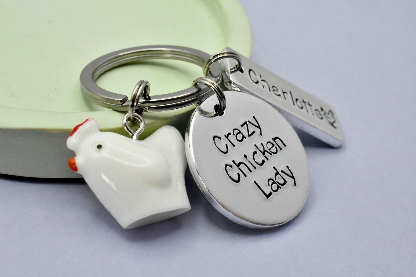 Personalised Crazy Chicken Lady/Man Keyring