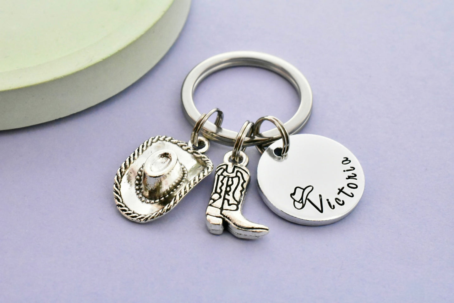 Personalised Cowgirl Keyring