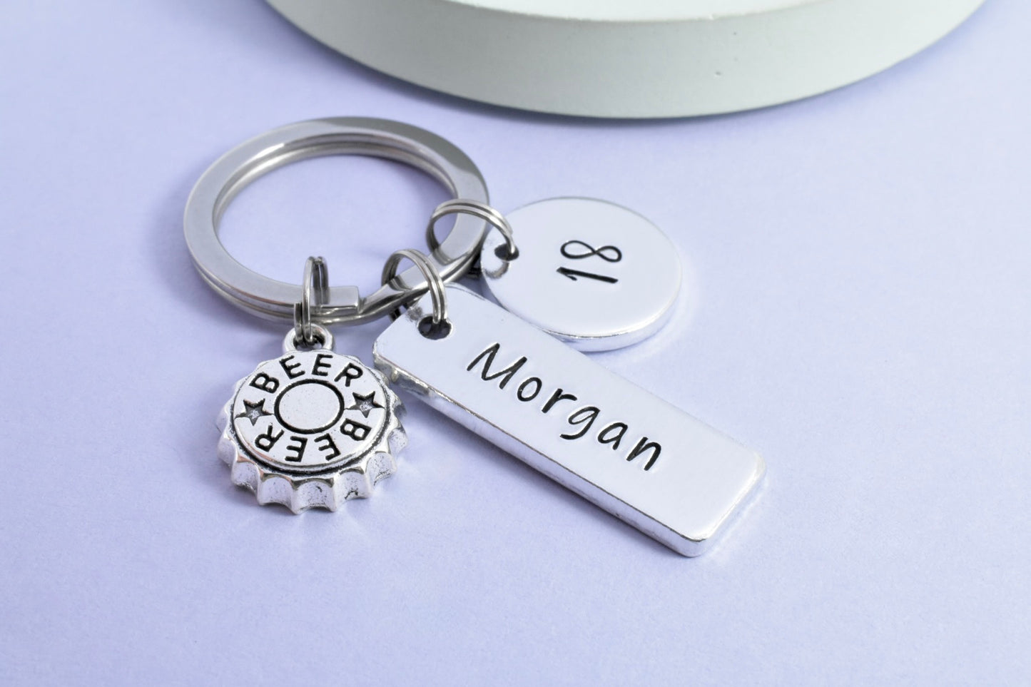 Personalised Birthday Keyring • 18th Key Ring • First Legal Drink Gift • Beer Cap Keyring • Gift For Him • Customised Name and Age • 21st