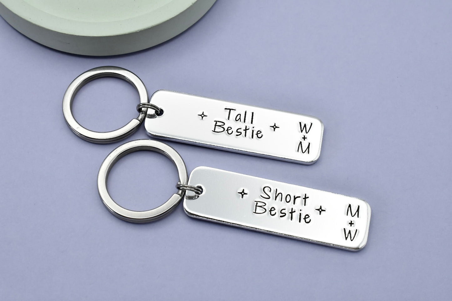 Short Bestie, Tall Bestie • Personalised Friendship Keyring • Friends Initials Set • Best Friend Gift • BFF • Friendship Gift