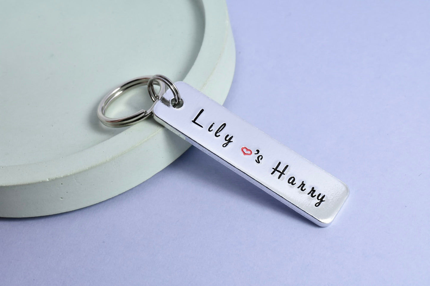 Couple's Keyring • Personalised Love Keyring • Old School • Young Love Key Chain • Boyfriend Hearts Girlfriend Gift • Romantic Gift