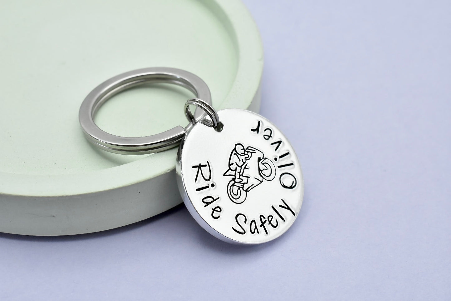 Personalised Ride Safely Keyring • New Rider Gift • New Motorbike Keys • Passed CBT Test • Be Safe Keyring • Long Distance Driver Gift
