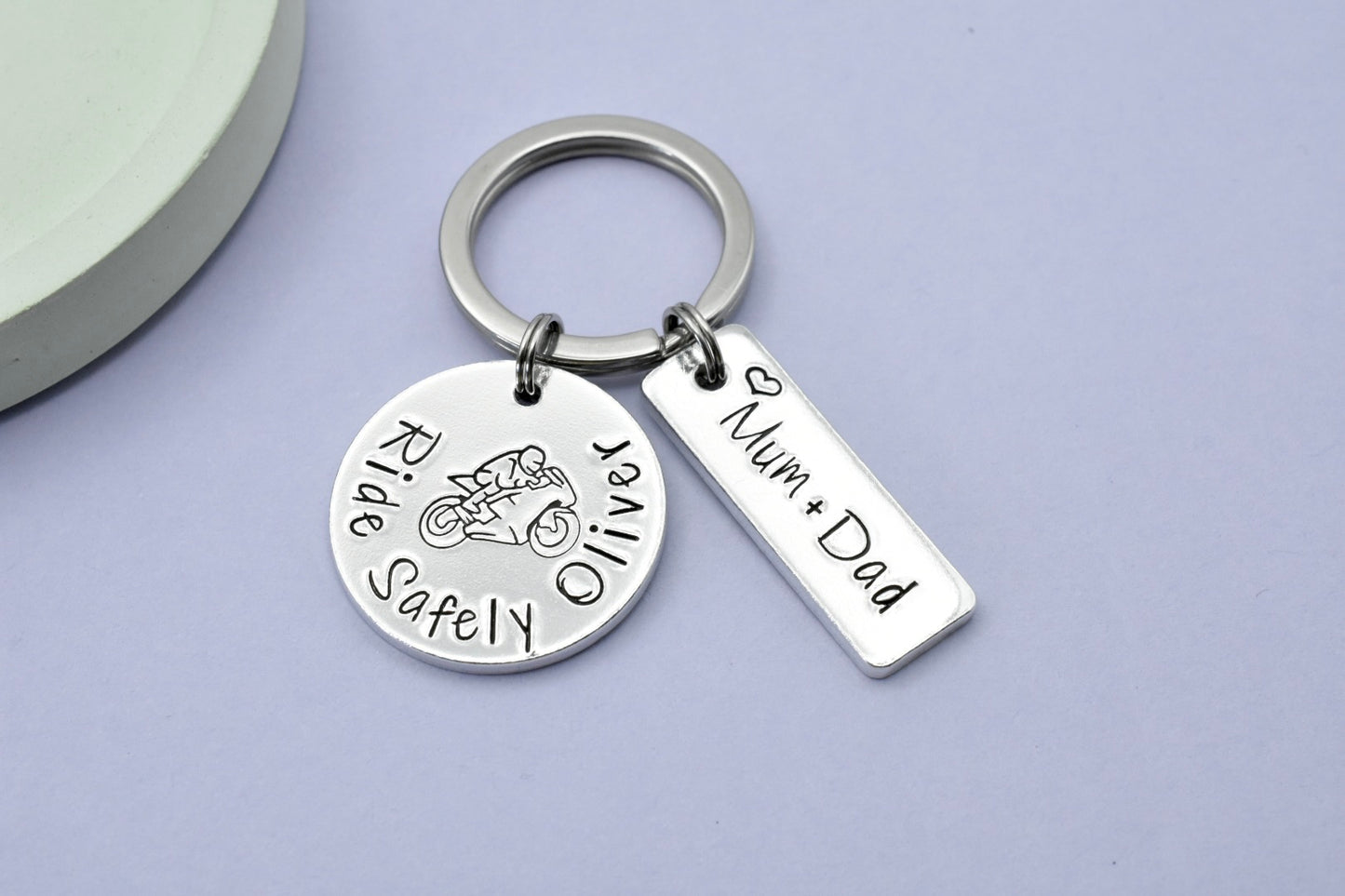 Personalised Ride Safely Keyring • New Rider Gift • New Motorbike Keys • Passed CBT Test • Be Safe Keyring • Long Distance Driver Gift