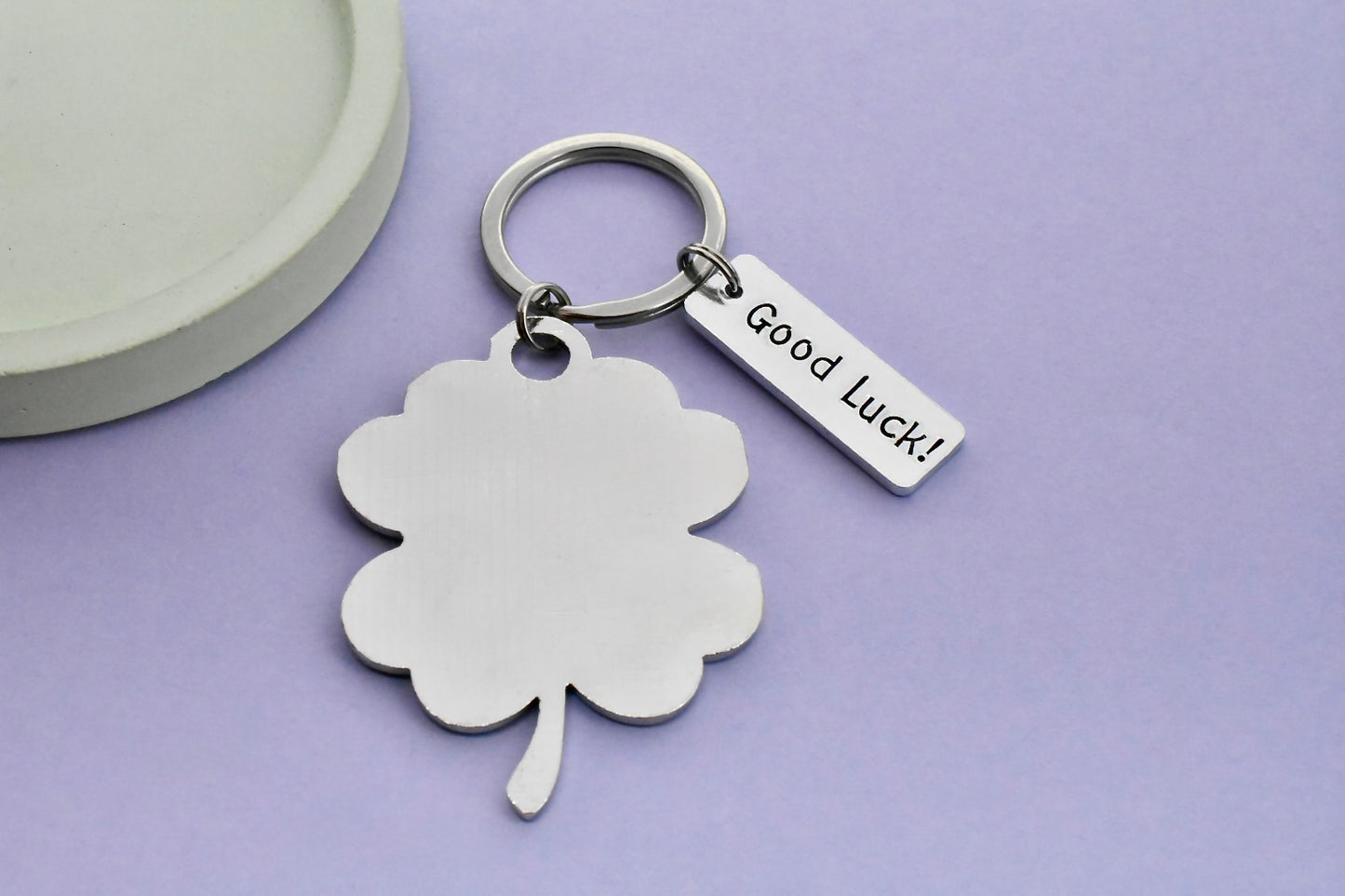 Personalised Good Luck Four Leaf Clover Keyring