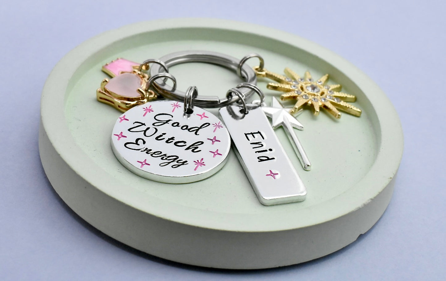 Good Witch Energy Keyring • Personalised Pink Witch Keychain • Charm Key Ring • Bad Witch Energy • Green Witch Keychain • Witchy Gift