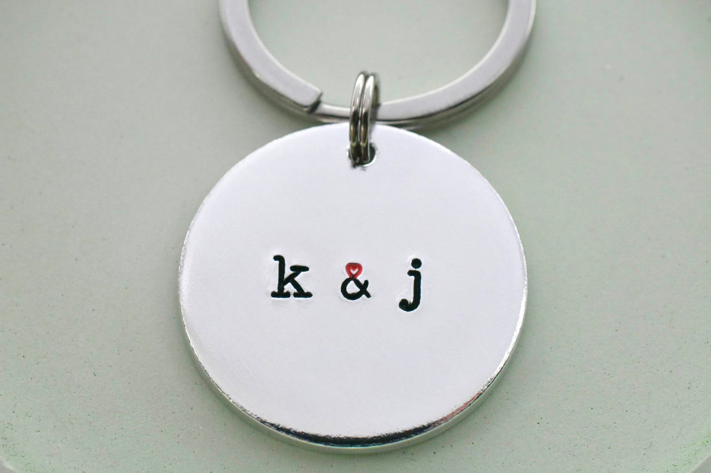 Personalised Initial Keyring • Couple Keychains with Heart Ampersand • Single or Matching Pair • Gift for Anniversary,Valentine’s or Wedding