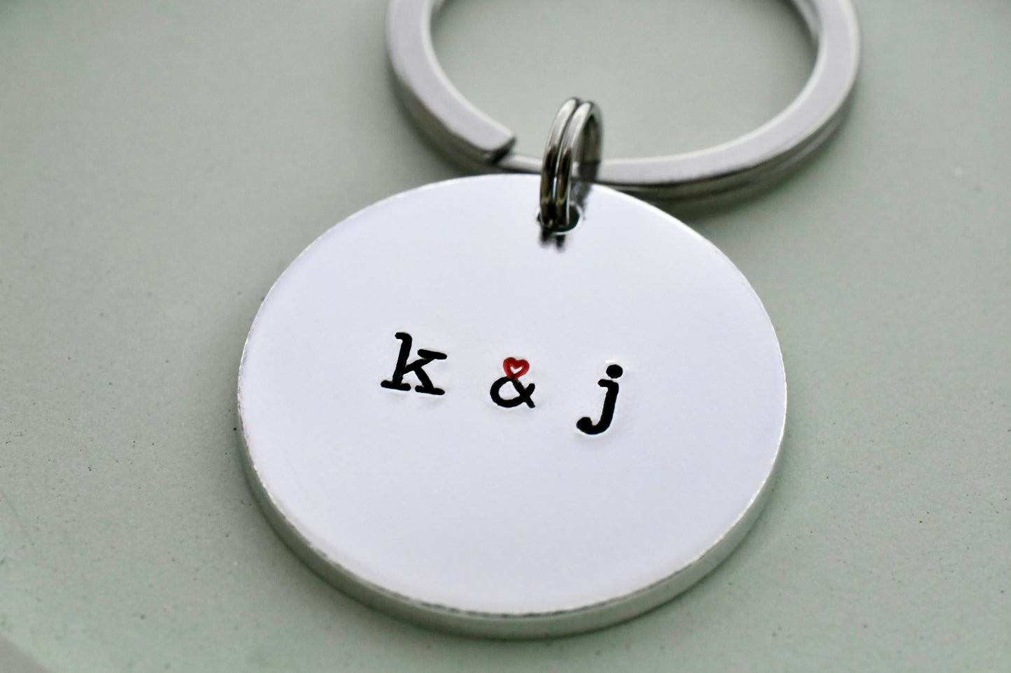 Personalised Initial Keyring • Couple Keychains with Heart Ampersand • Single or Matching Pair • Gift for Anniversary,Valentine’s or Wedding