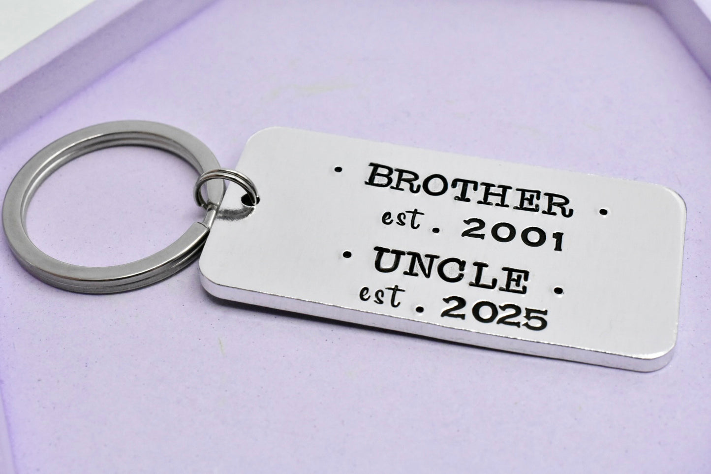 Personalised Brother to Uncle Keyring • Custom Established Year Gift • Handmade Keepsake for Him • Years He Became A Brother And An Uncle Gift • Gift For Uncle • New Uncle Keyring