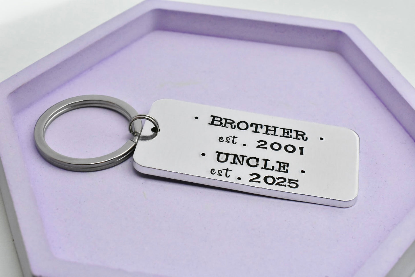 Personalised Brother to Uncle Keyring • Custom Established Year Gift • Handmade Keepsake for Him • Years He Became A Brother And An Uncle Gift • Gift For Uncle • New Uncle Keyring