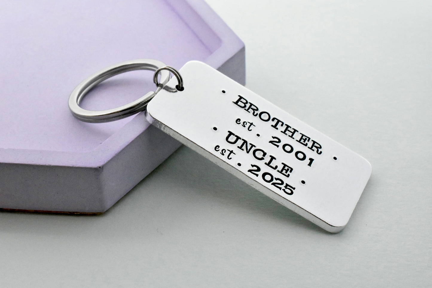 Personalised Brother to Uncle Keyring • Custom Established Year Gift • Handmade Keepsake for Him • Years He Became A Brother And An Uncle Gift • Gift For Uncle • New Uncle Keyring