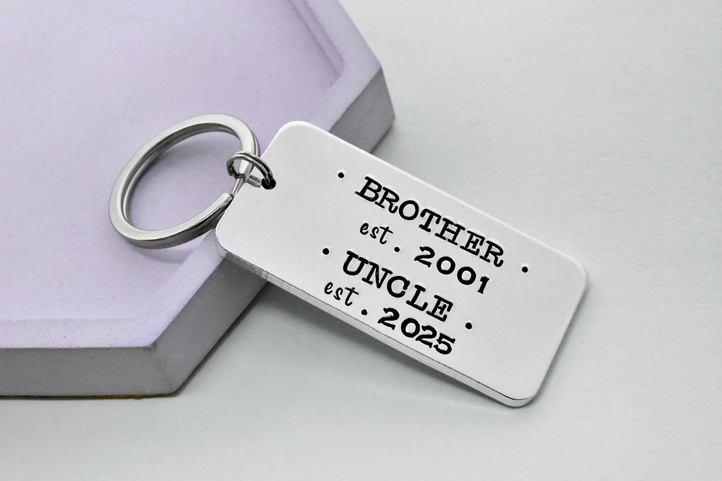 Personalised Brother to Uncle Keyring • Custom Established Year Gift • Handmade Keepsake for Him • Years He Became A Brother And An Uncle Gift • Gift For Uncle • New Uncle Keyring