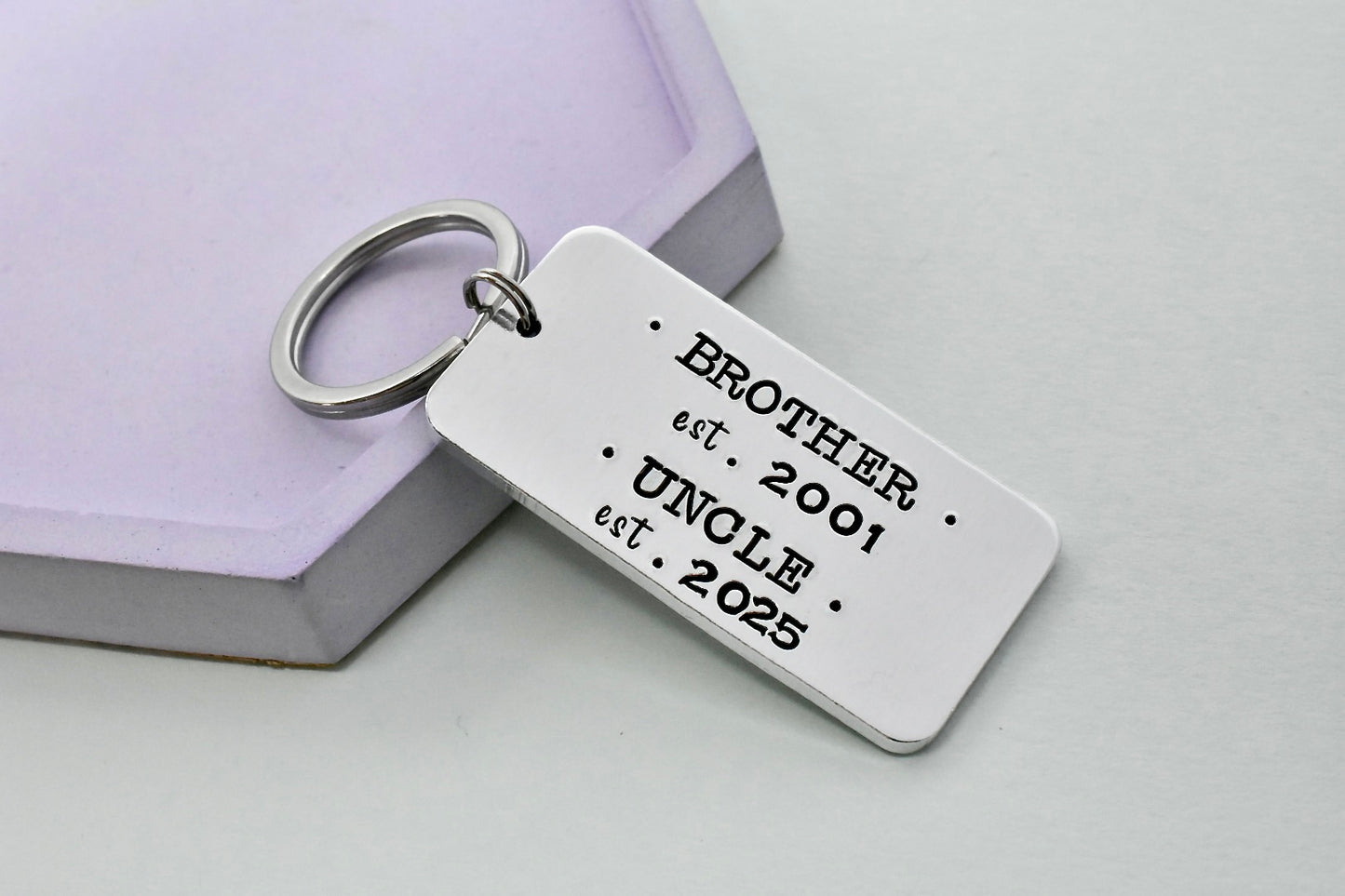 Personalised Brother to Uncle Keyring • Custom Established Year Gift • Handmade Keepsake for Him • Years He Became A Brother And An Uncle Gift • Gift For Uncle • New Uncle Keyring