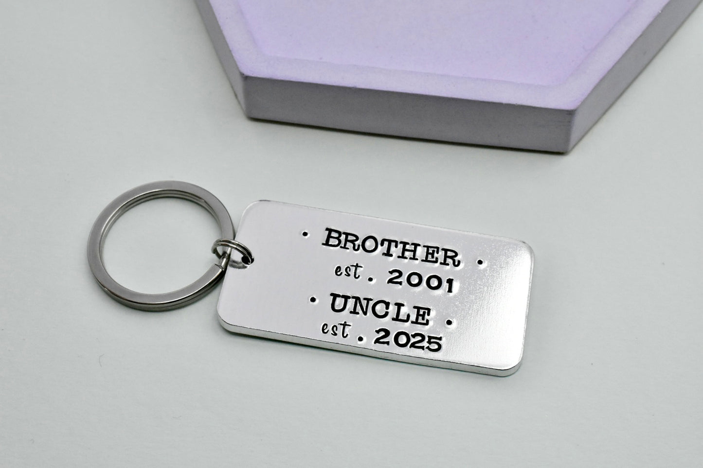 Personalised Brother to Uncle Keyring • Custom Established Year Gift • Handmade Keepsake for Him • Years He Became A Brother And An Uncle Gift • Gift For Uncle • New Uncle Keyring