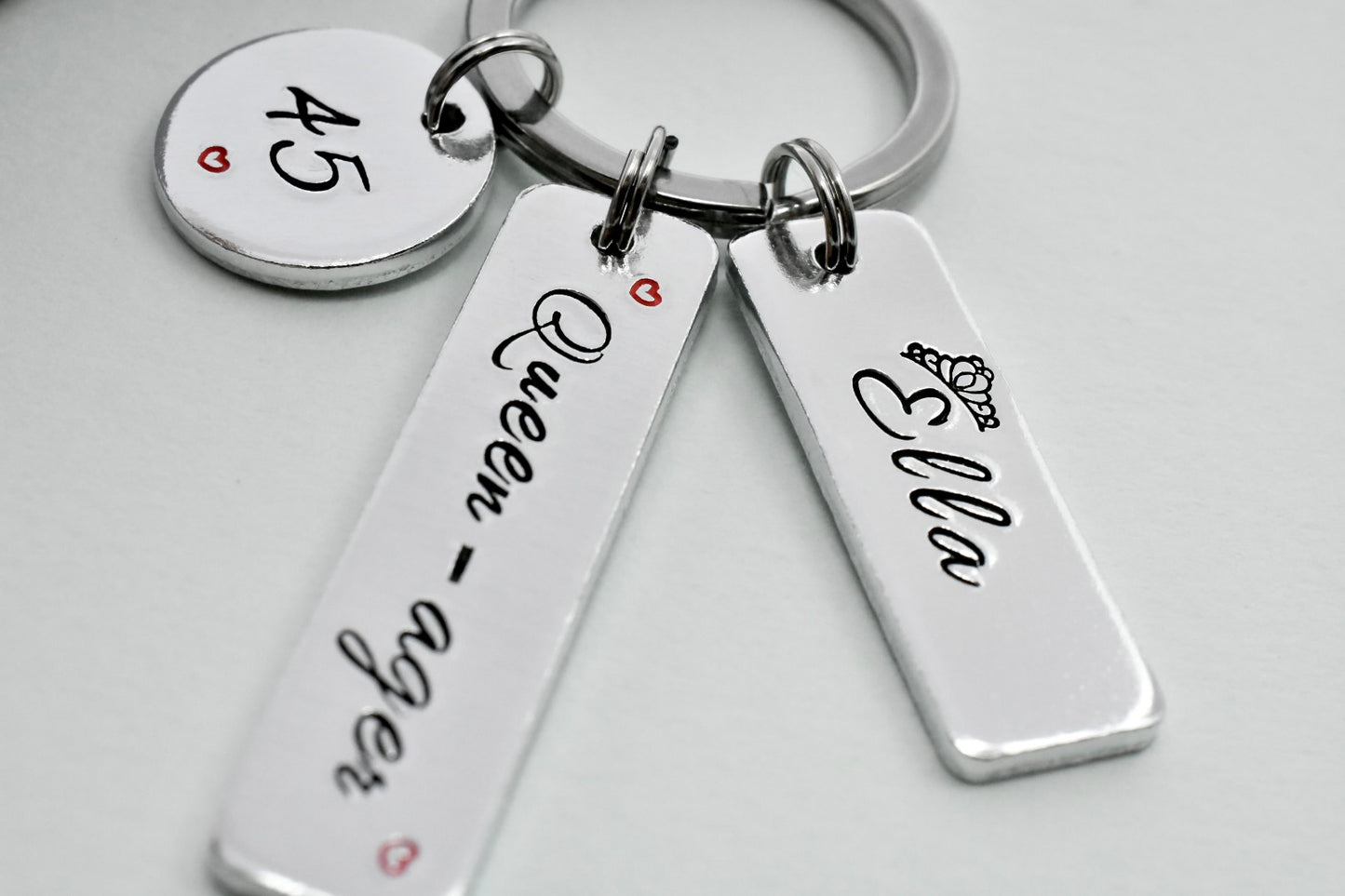 Personalised Birthday Keyring for Women • Queen-ager Gift • Custom Name & Age • Handmade in UK • Middle-Age Birthday Idea