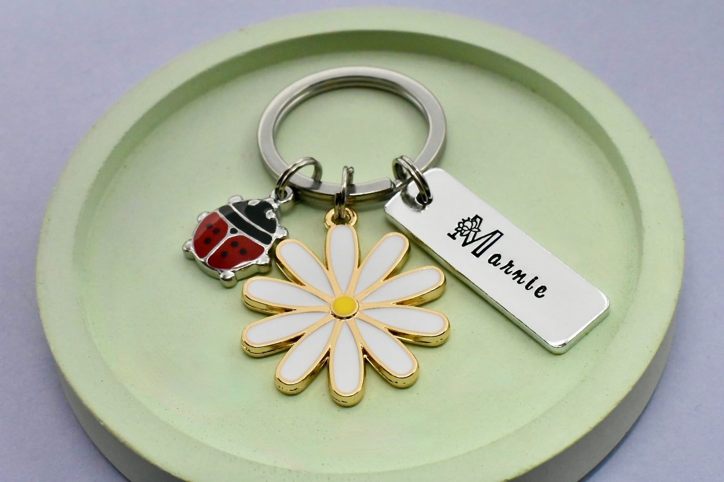 Personalised Daisy and Ladybird Keyring