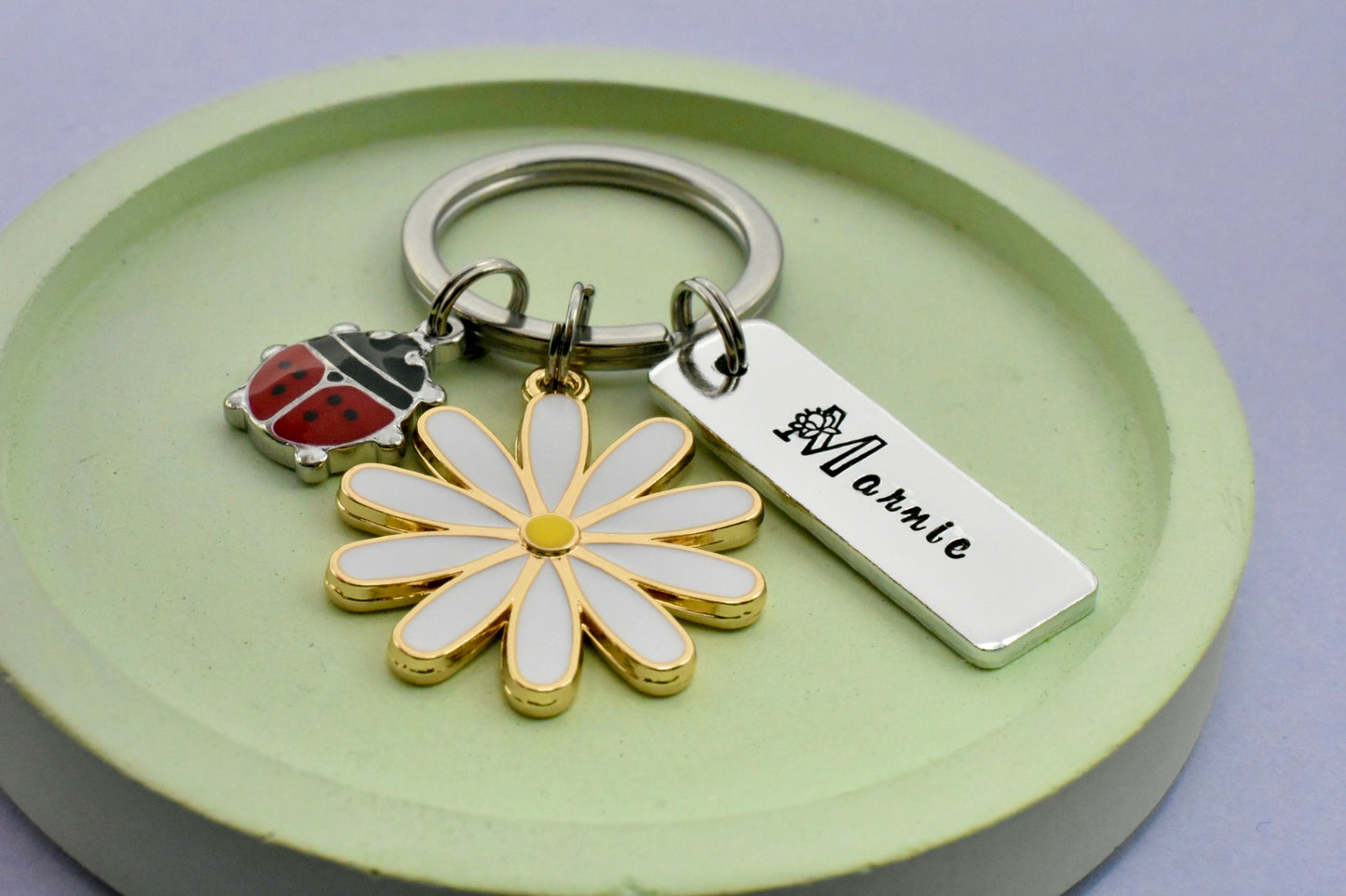 Personalised Daisy and Ladybird Keyring