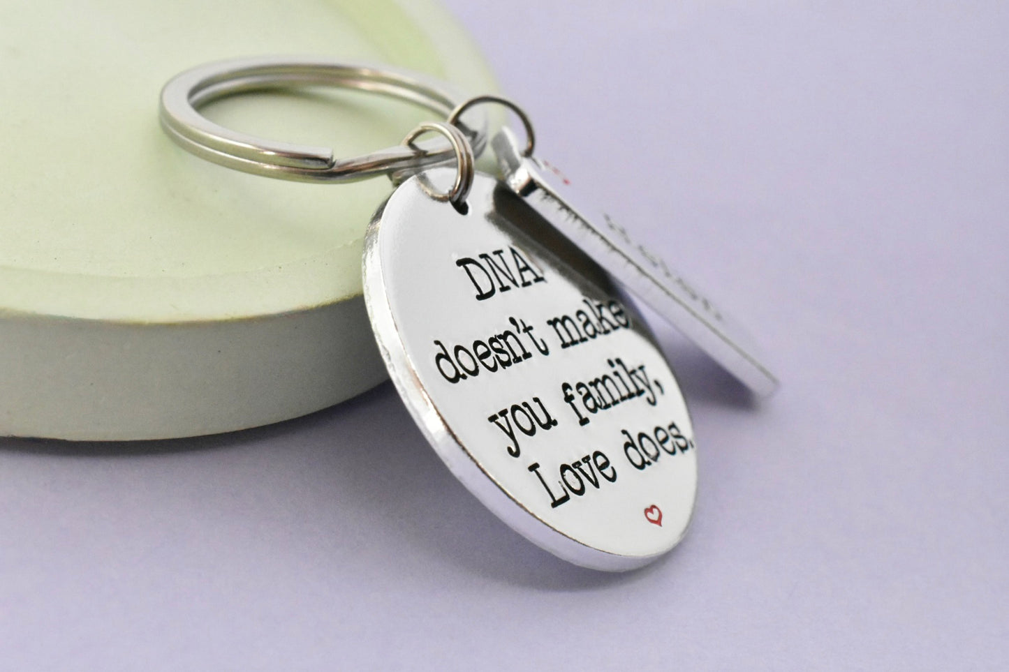Personalised DNA Doesn't Make You Family, Love Does Keyring | Chosen Family Gift