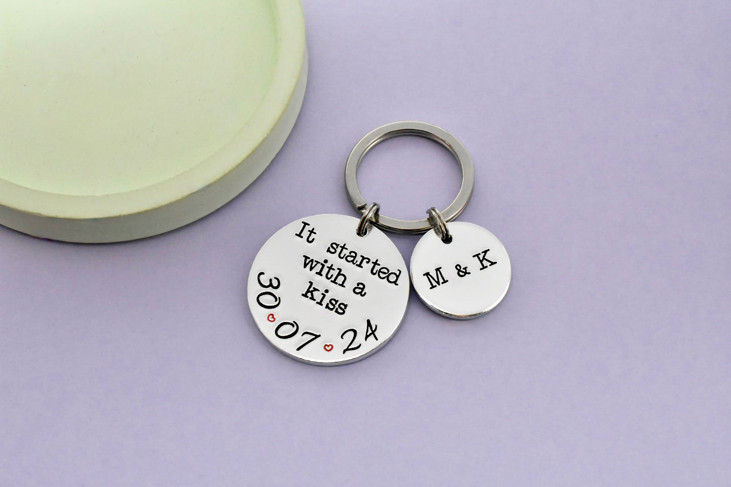 Personalised It Started With a Kiss Keyring | Couples Anniversary Gift