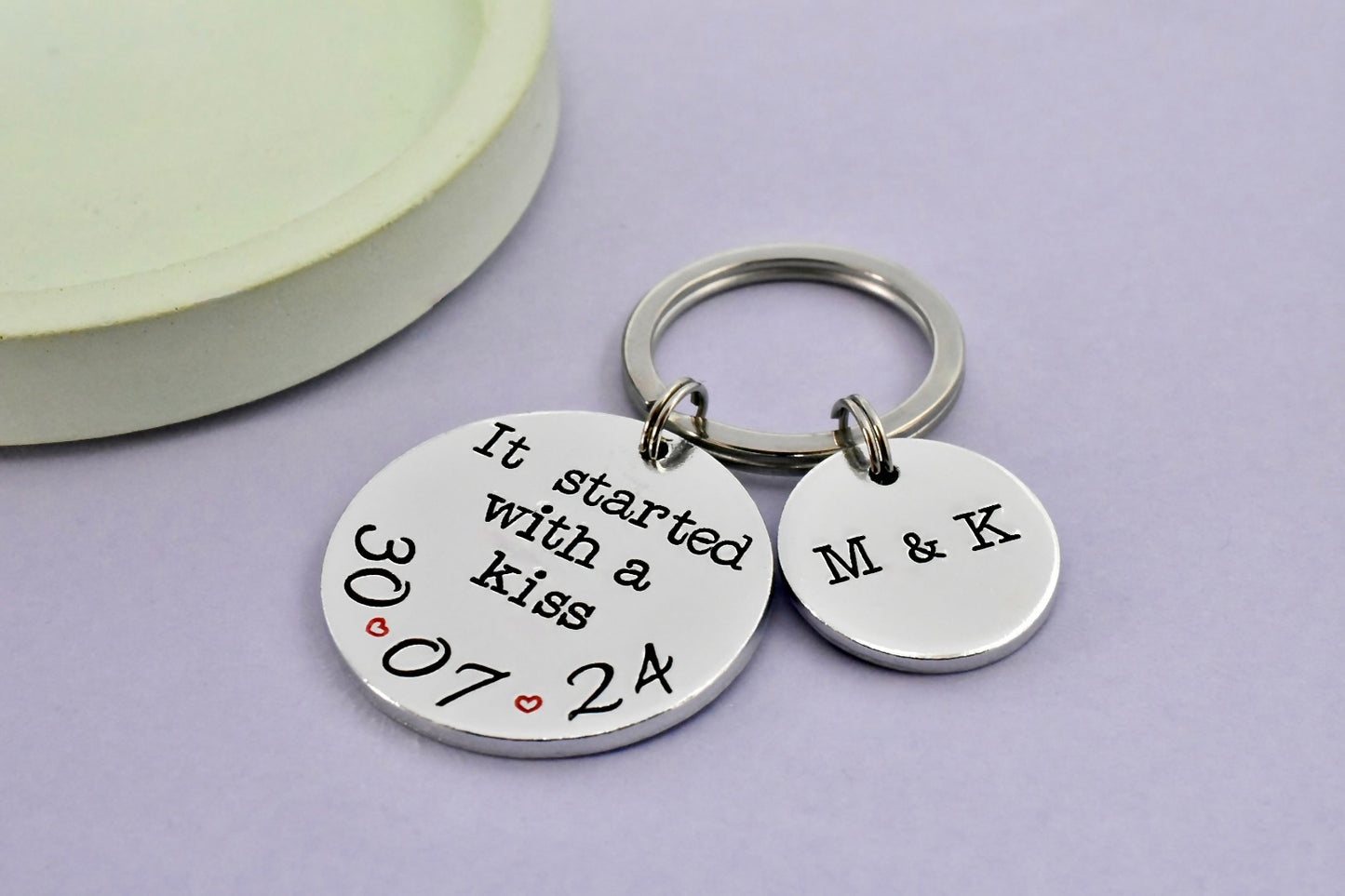 Personalised It Started With a Kiss Keyring | Couples Anniversary Gift