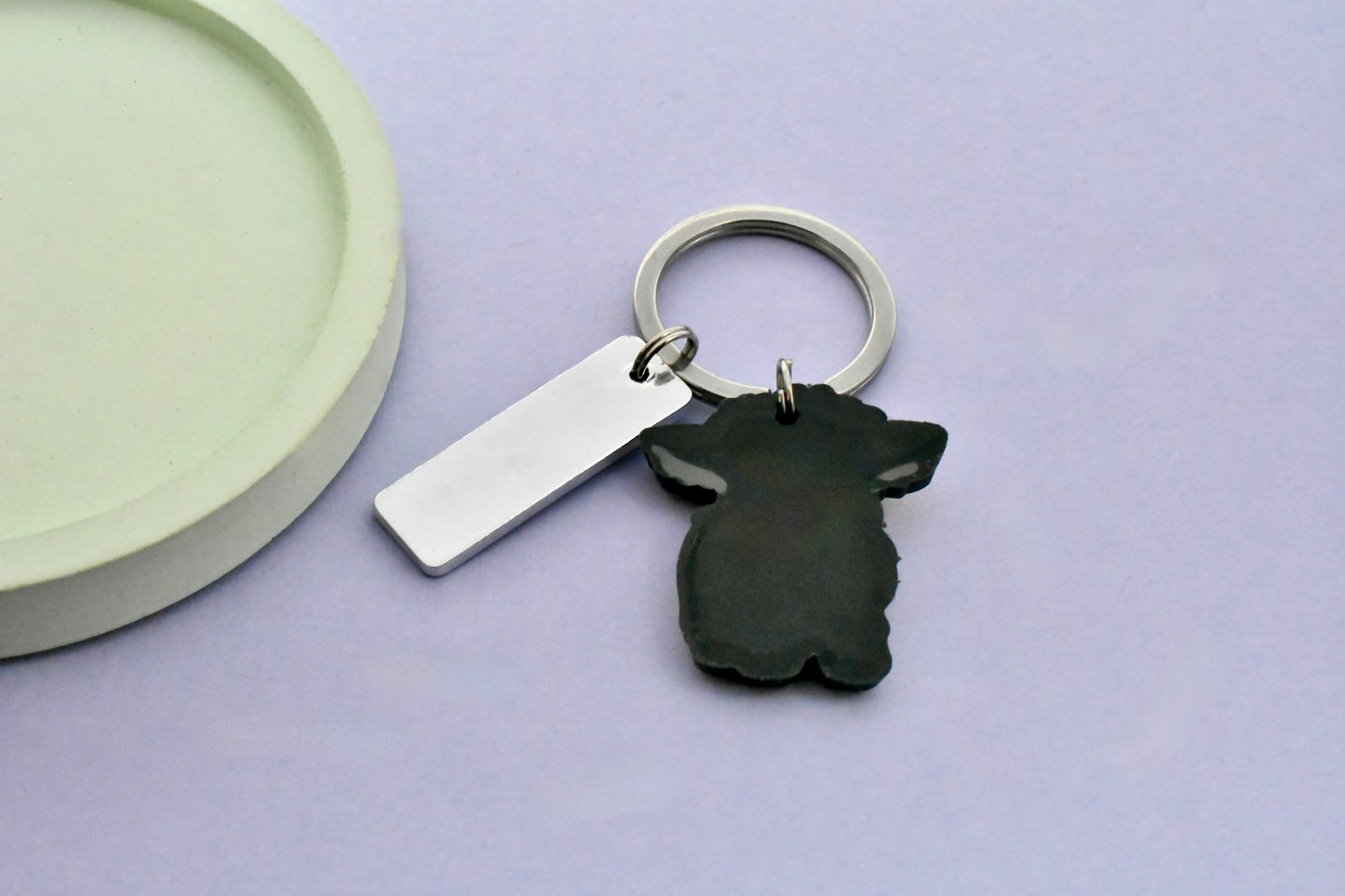 Personalised Highland Cow Keyring with Custom Name - Cute Cow Keychain Gift