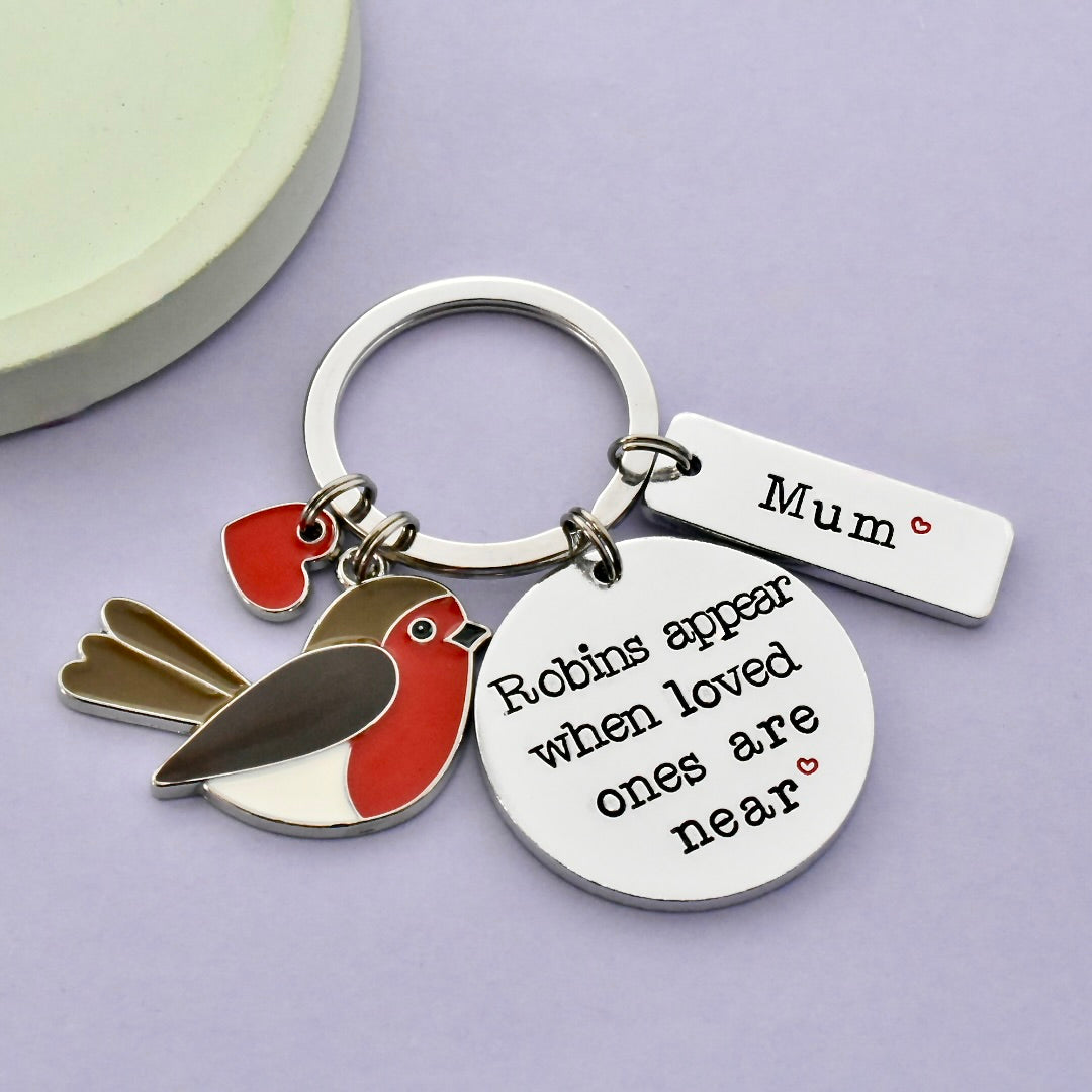 Personalised Robin Memorial Keyring | Robins Appear When Loved Ones Are Near