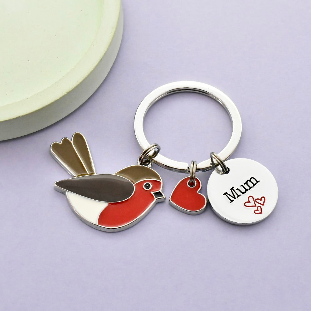 Personalised Robin Name Keyring | Robin Charm Memorial Keepsake