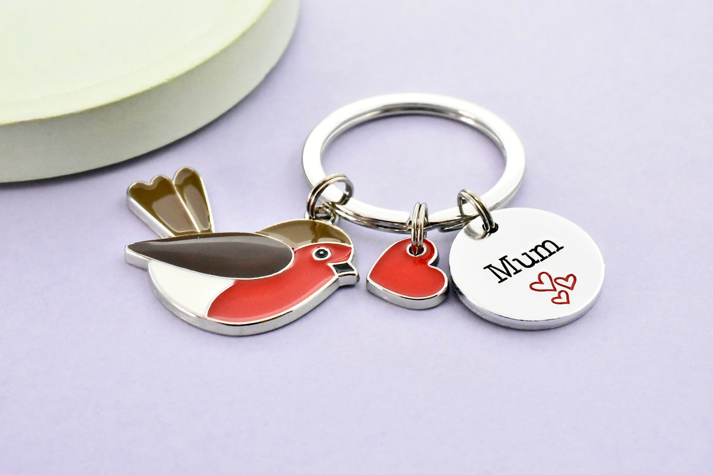 Personalised Robin Name Keyring | Robin Charm Memorial Keepsake