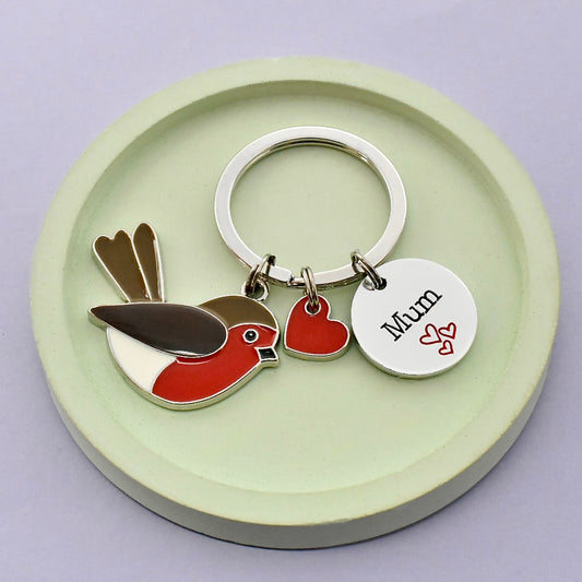 Personalised Robin Name Keyring | Robin Charm Memorial Keepsake
