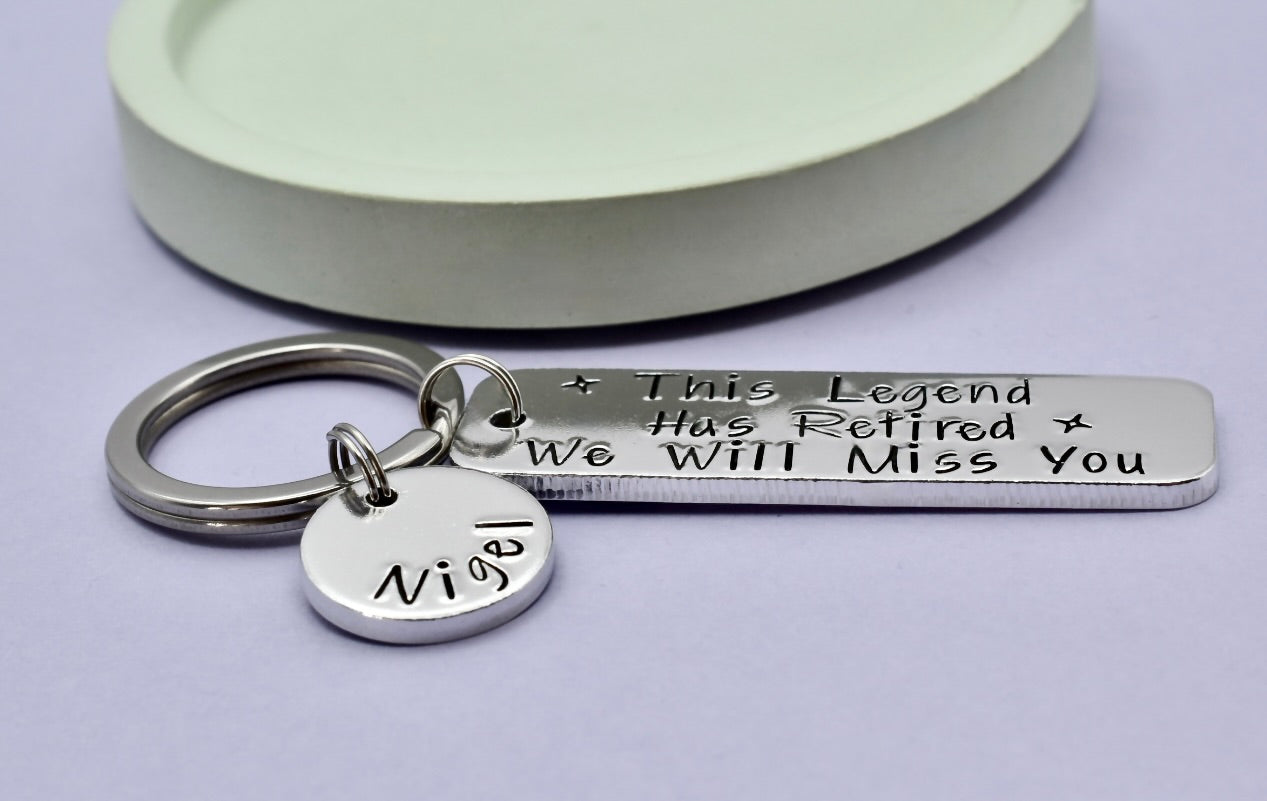 Retirement Gift • Personalised Retirement Keyring • This Legend Has Retired •  We Will Miss You • For Someone Retiring • Happy Retirement