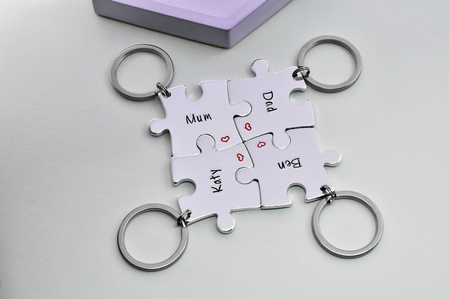 Interlocking Family Puzzle Piece Keyring Set  • Personalised Friendship Group • Jigsaw Set For Couple/Best Friends • Mother's Day Gift