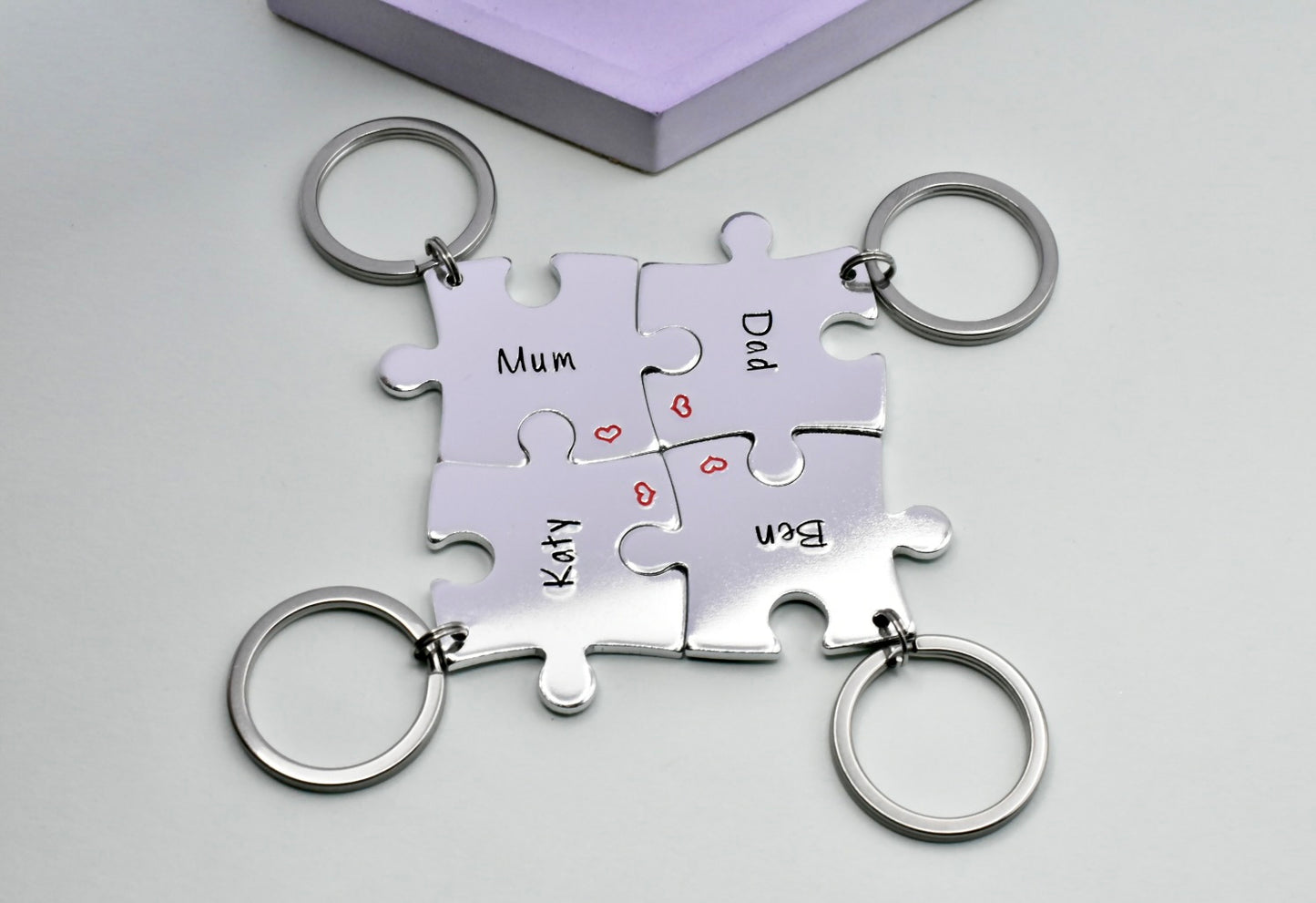 Interlocking Family Puzzle Piece Keyring Set  • Personalised Friendship Group • Jigsaw Set For Couple/Best Friends • Mother's Day Gift