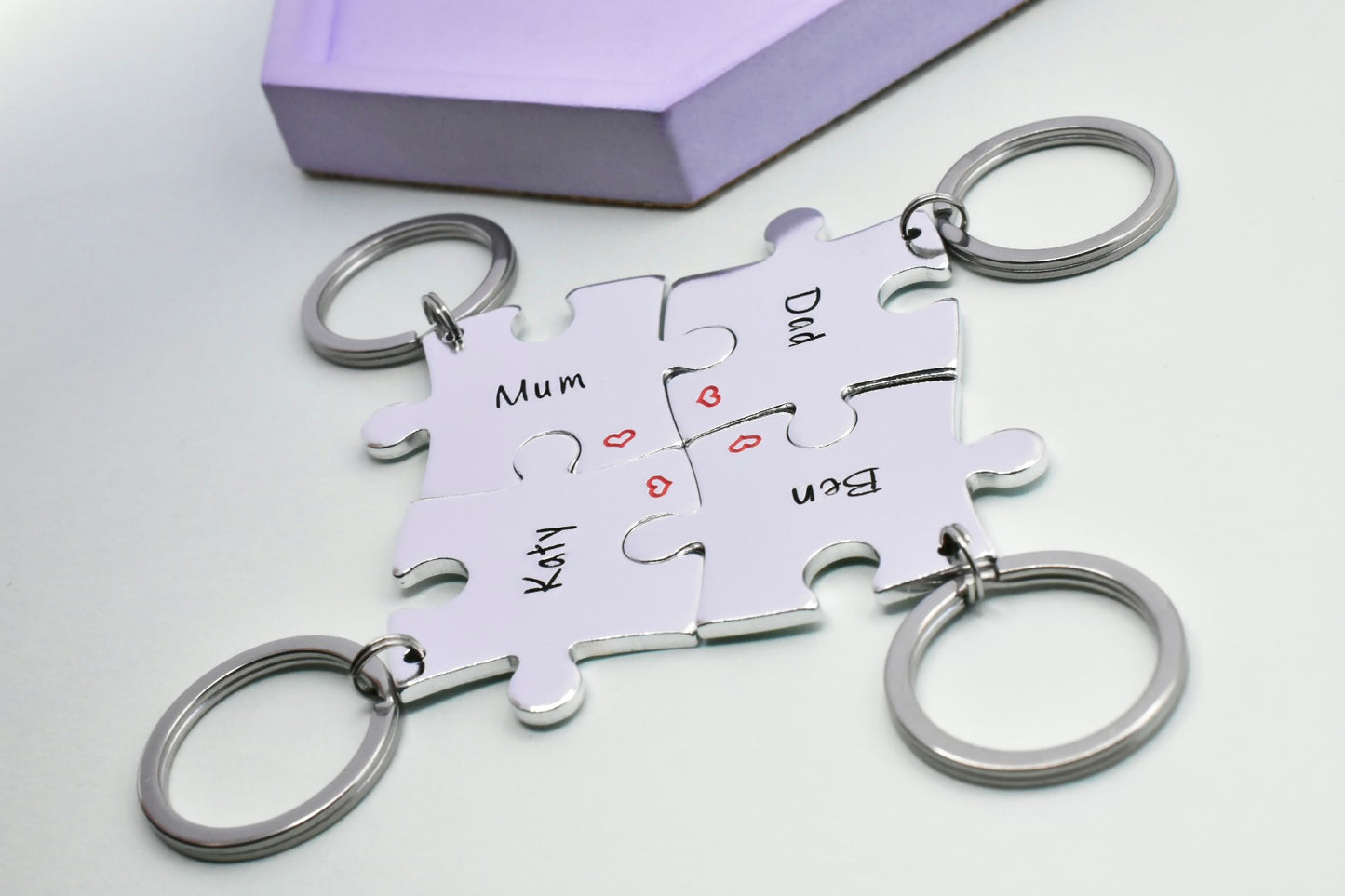 Interlocking Family Puzzle Piece Keyring Set  • Personalised Friendship Group • Jigsaw Set For Couple/Best Friends • Mother's Day Gift