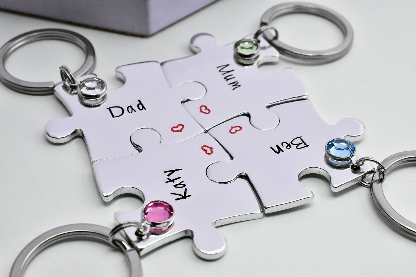 Interlocking Family Puzzle Piece Keyring Set  • Personalised Friendship Group • Jigsaw Set For Couple/Best Friends • Mother's Day Gift