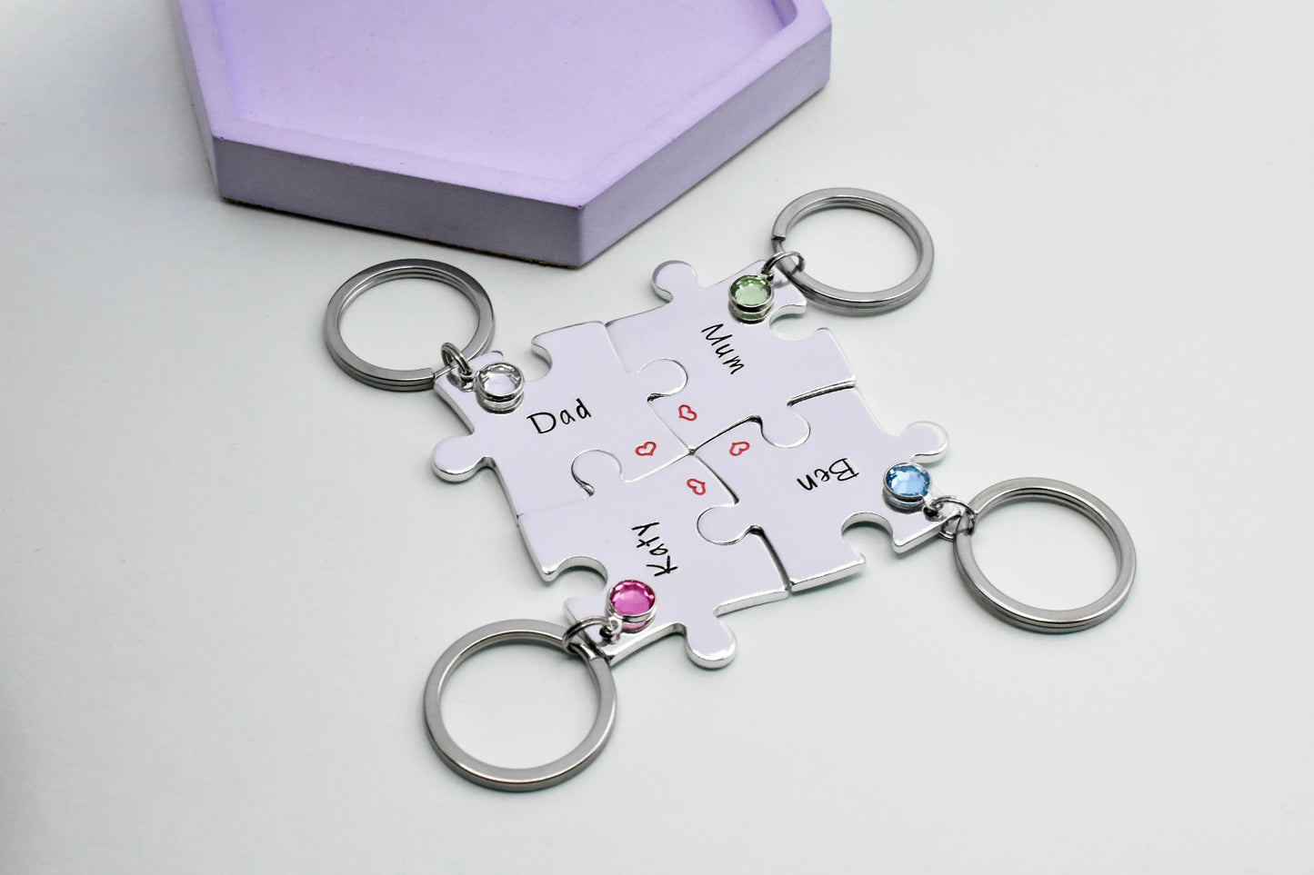 Interlocking Family Puzzle Piece Keyring Set  • Personalised Friendship Group • Jigsaw Set For Couple/Best Friends • Mother's Day Gift
