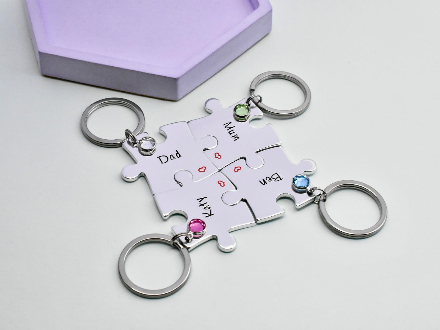 Interlocking Family Puzzle Piece Keyring Set  • Personalised Friendship Group • Jigsaw Set For Couple/Best Friends • Mother's Day Gift
