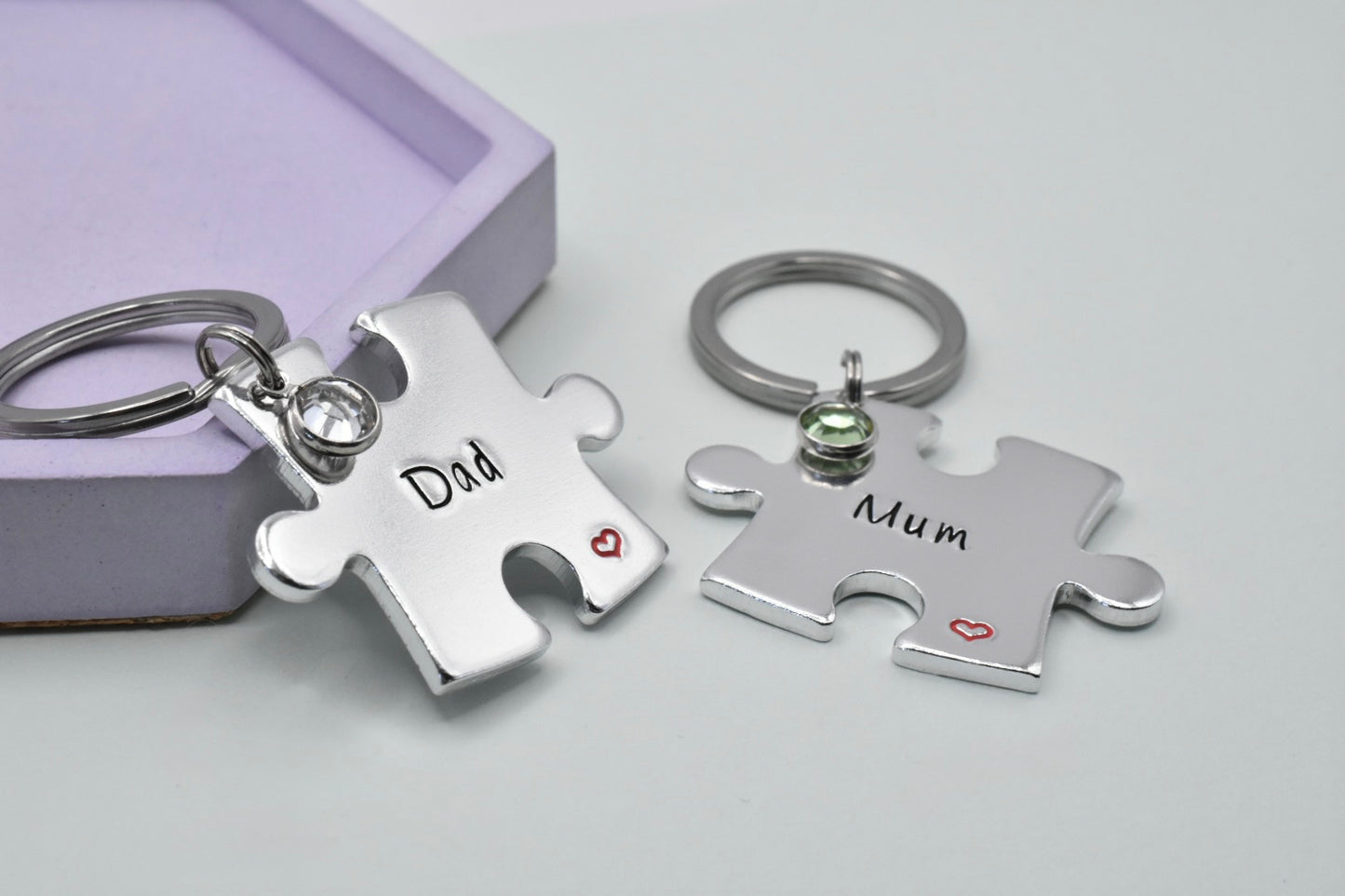 Custom Interlocking Puzzle Keyring Set - Personalised Names, Couple's Gift for Boyfriend, Girlfriend, Partner, Husband, Wife, Best friend