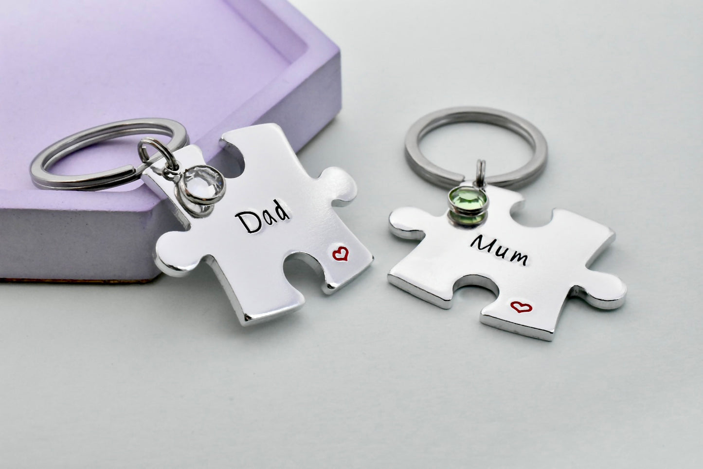 Custom Interlocking Puzzle Keyring Set - Personalised Names, Couple's Gift for Boyfriend, Girlfriend, Partner, Husband, Wife, Best friend