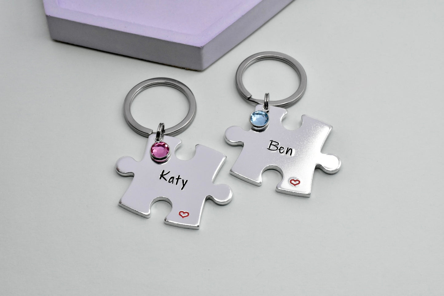 Custom Interlocking Puzzle Keyring Set - Personalised Names, Couple's Gift for Boyfriend, Girlfriend, Partner, Husband, Wife, Best friend