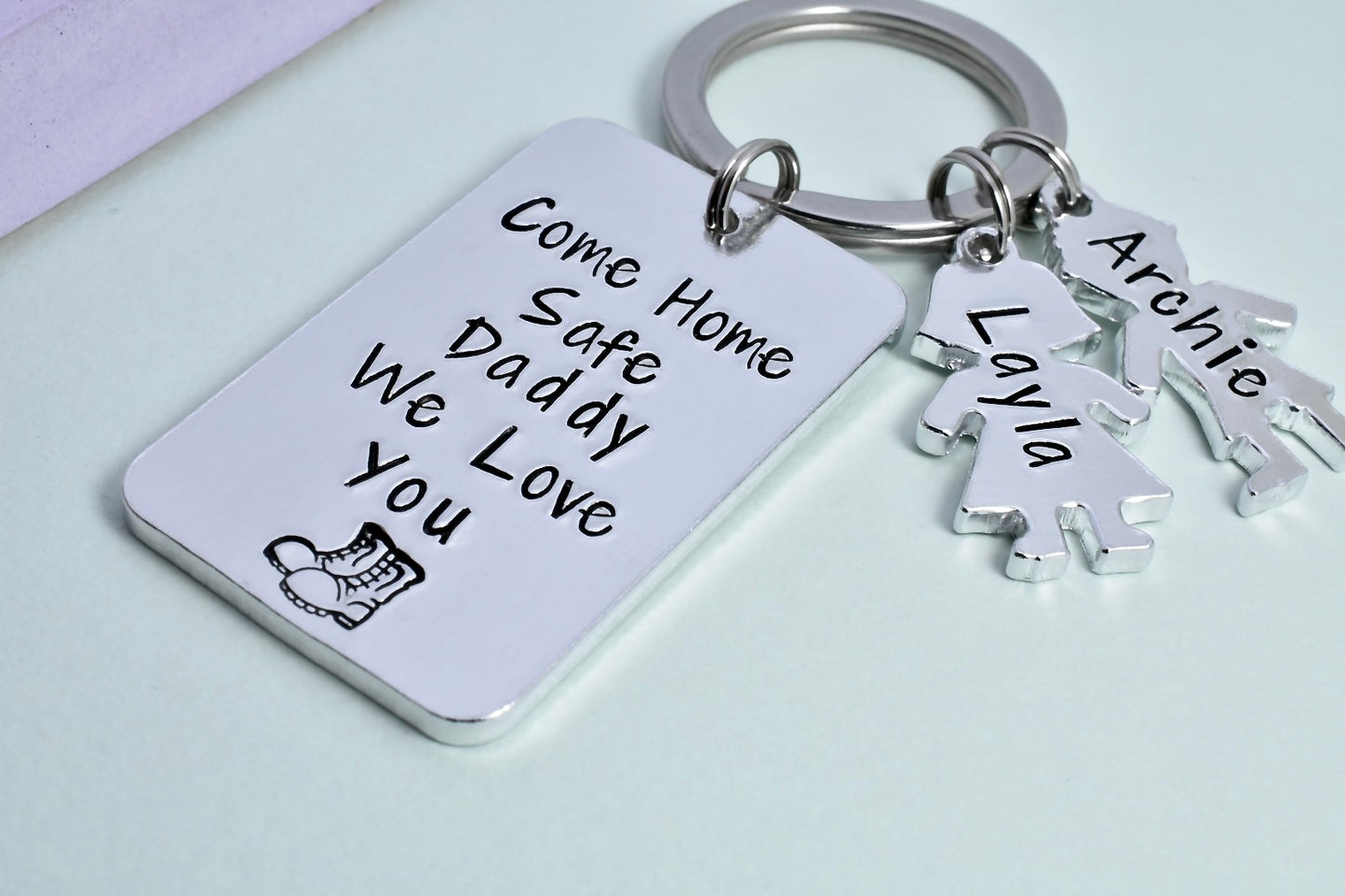 Come Home Safe Daddy Keyring • We Love You Keychain • Military Parent Gift • Army Dad • Navy/RAF Mum • Armed Forces Parent • Deployment Gift