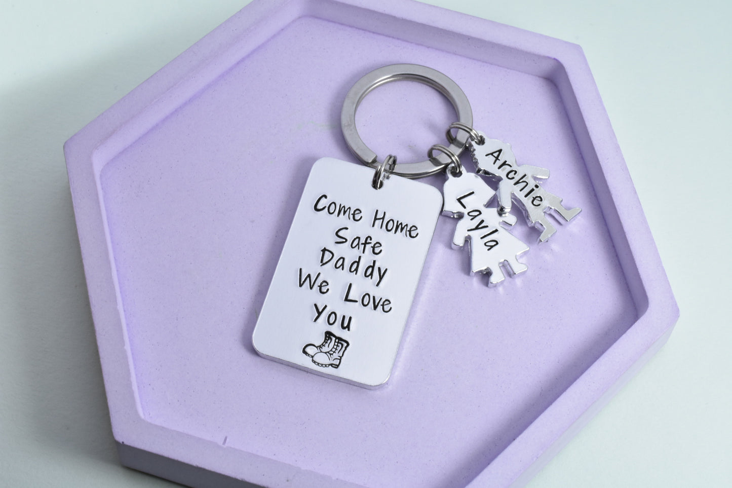 Come Home Safe Daddy Keyring • We Love You Keychain • Military Parent Gift • Army Dad • Navy/RAF Mum • Armed Forces Parent • Deployment Gift